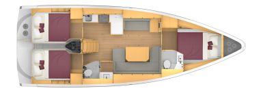 Bavaria C42 mit 3 Kabinen