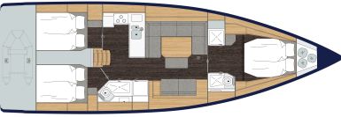 Bavaria C45 mit 3 Kabinen