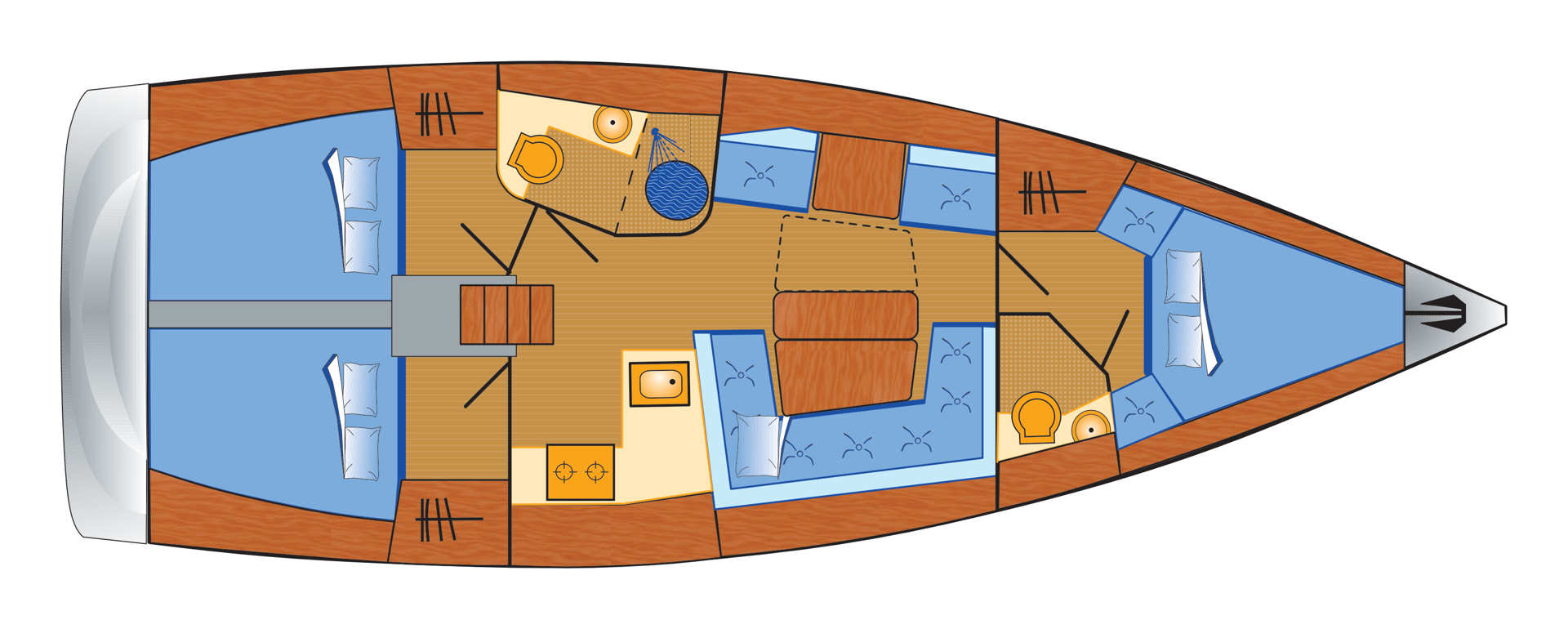 Hanse 415 mit 3 Kabinen
