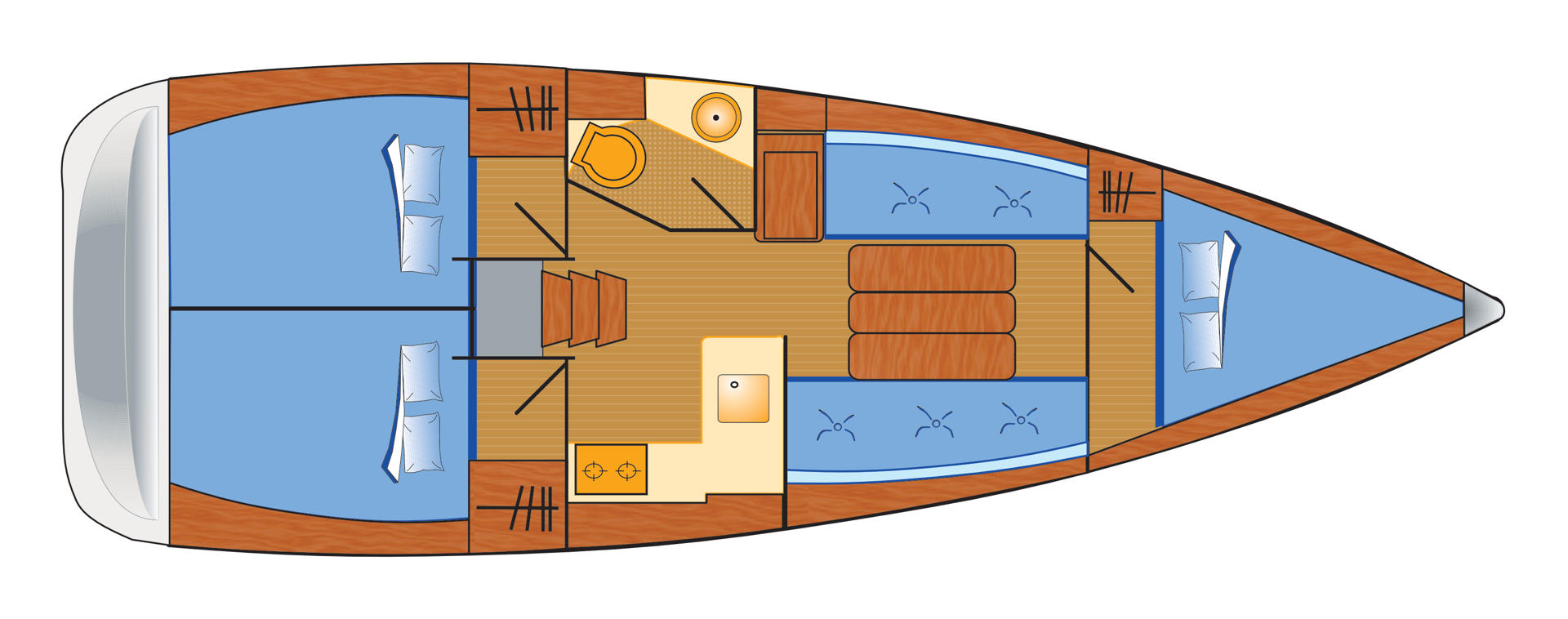 Sun Odyssey 349 mit 3 Kabinen