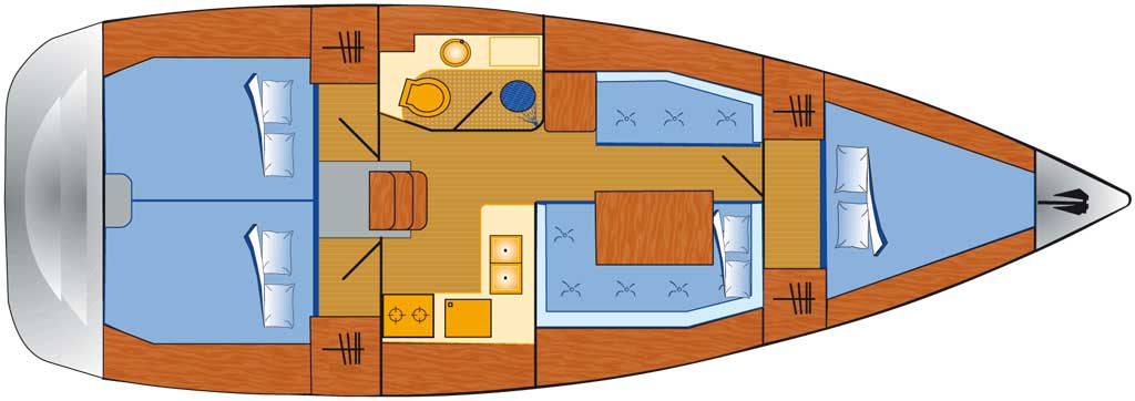 Sun Odyssey 379 mit 3 Kabinen