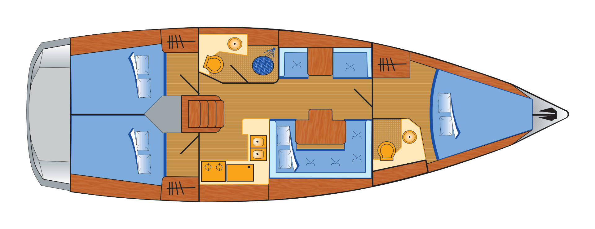 Sun Odyssey 409 mit 3 Kabinen