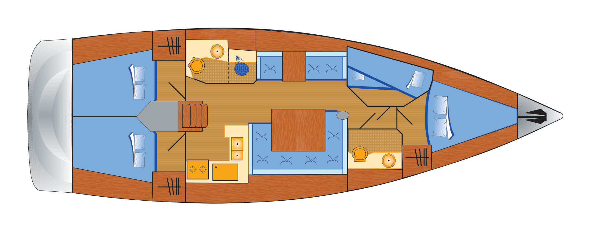 Sun Odyssey 439 mit 4 Kabinen