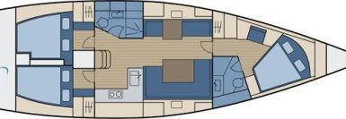 Hanse 430e mit 3 Kabinen
